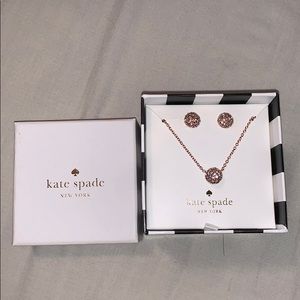 KATE SPADE earring and necklace set. Rose gold.